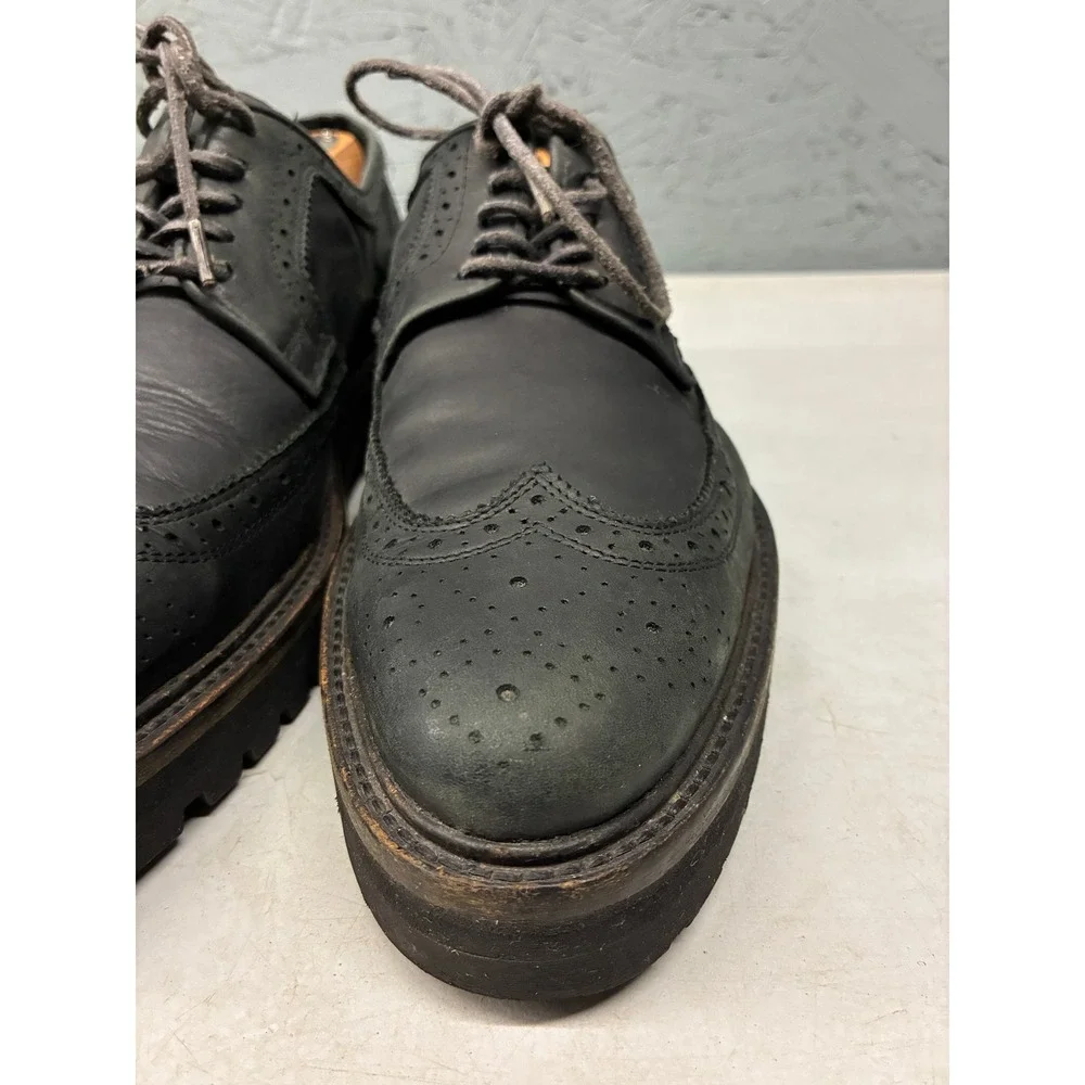 AllSaints Escher Brogues Oxford Shoes Mens 10 Black Wingtip Lug Sole Chunky
